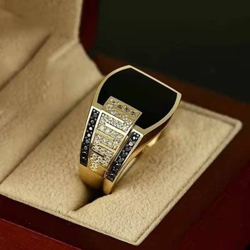 Black onyx Full Diamond Ring