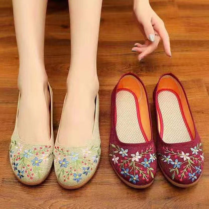 Women's Middle-aged And Elderly Soft-soled Embroidered Dance Shoes