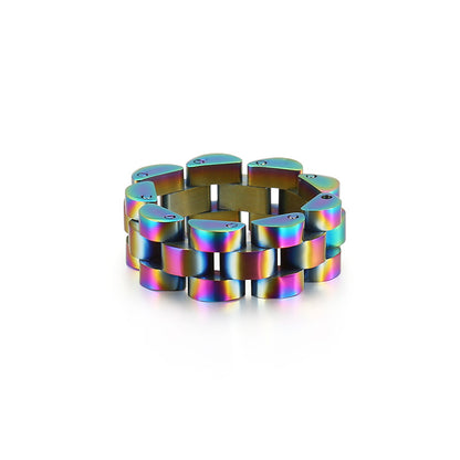 Titanium Steel Ring Watch Bracelet Design Hip Hop Jewelry