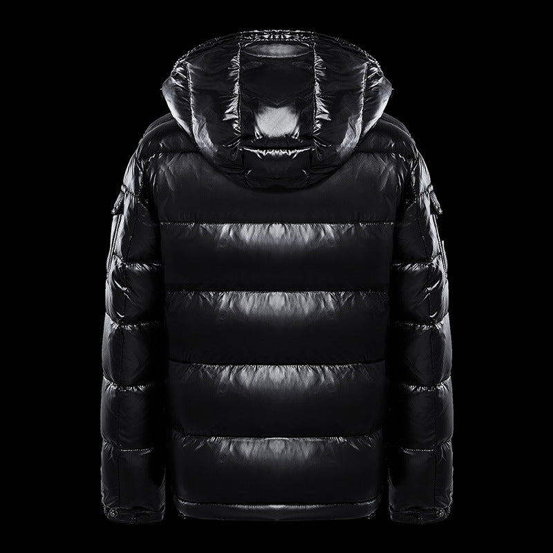 S.M.  Black Glossy Cotton Down Coat