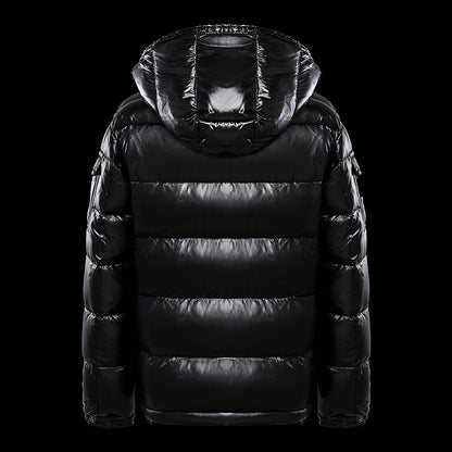 S.M.  Black Glossy Cotton Down Coat