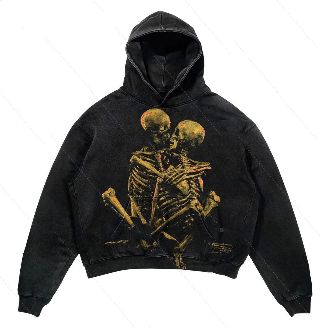 S.M.  Letter Explosion Printed Men's Clothing Skull Fashion