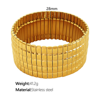 Stainless Steel Stretch Strap Retro Metal Contraction Band Pull Titanium Steel Bracelet