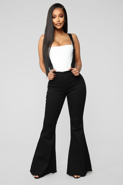 S.W. Ladies Denim Fashion Suspender Trousers Slim Fit Overalls