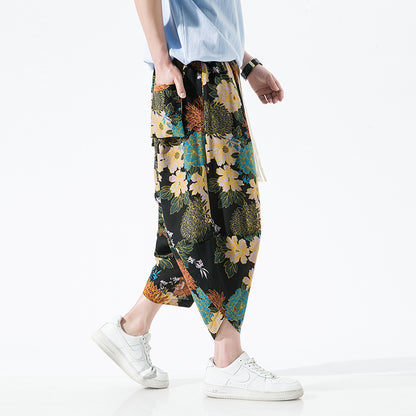 S.M. Ethnic Style Floral Lantern Cropped Pants