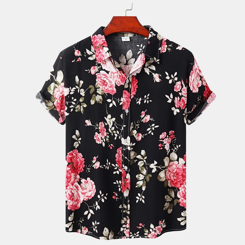 S.M. Summer Men's Hawaiian 3D Digital Printing Shirt Short Sleeve