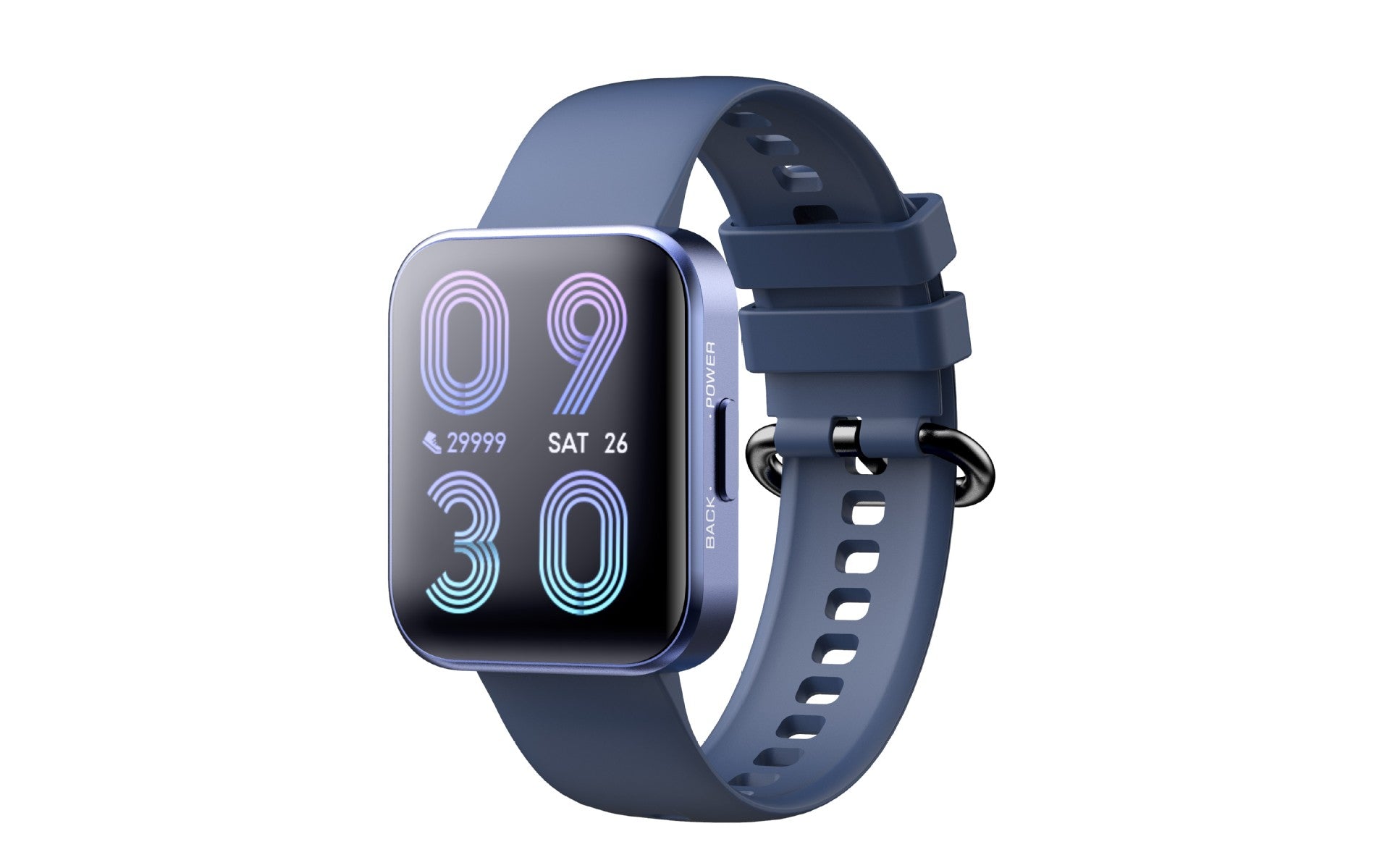 an apple watch with a blue band