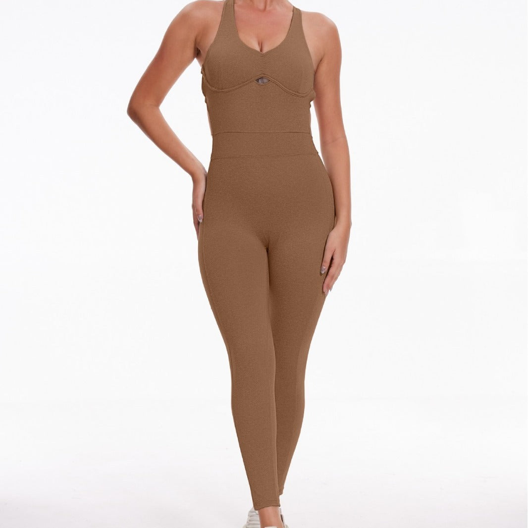 S.W. Sports Fitness Solid Color Yoga Jumpsuit