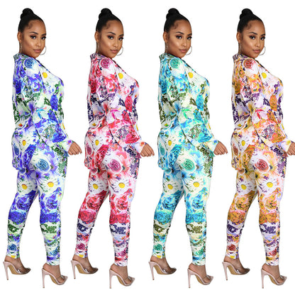 Women's Fashion Printed Long Sleeve Two-piece Set S.W.