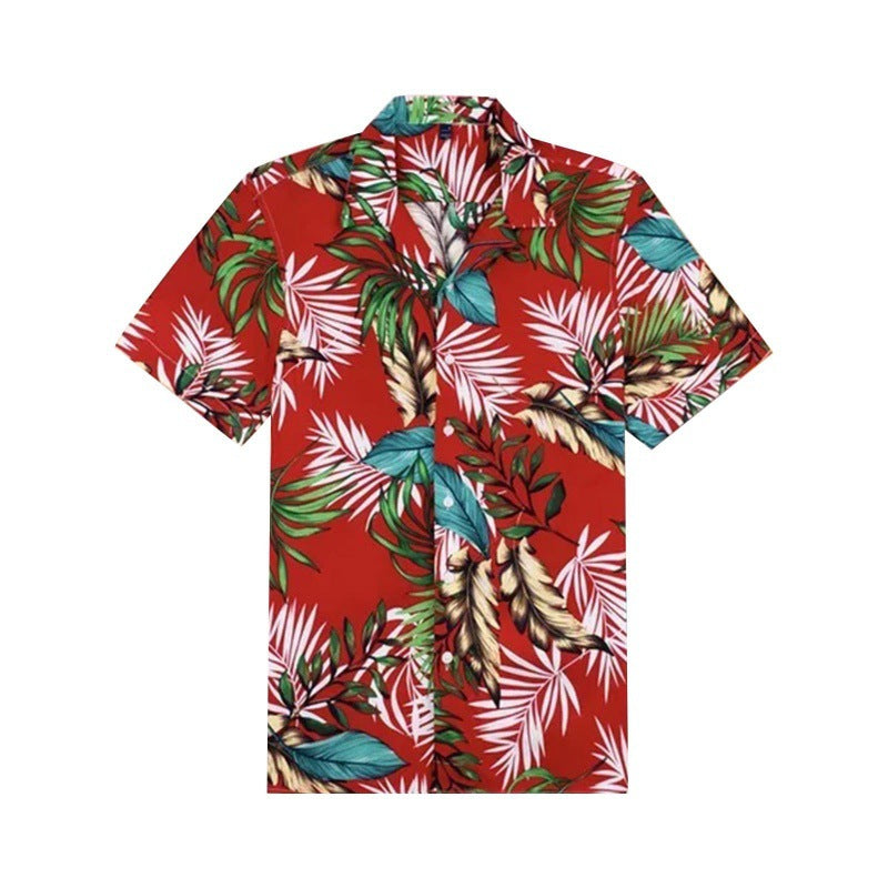 S.M. Men's Short-sleeved Floral  3D Digital Printing Shirt