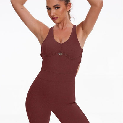 S.W. Sports Fitness Solid Color Yoga Jumpsuit