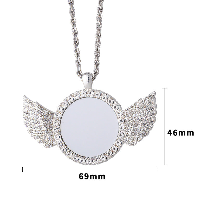 Angel Wings Blank Thermal Transfer Supplies Necklace