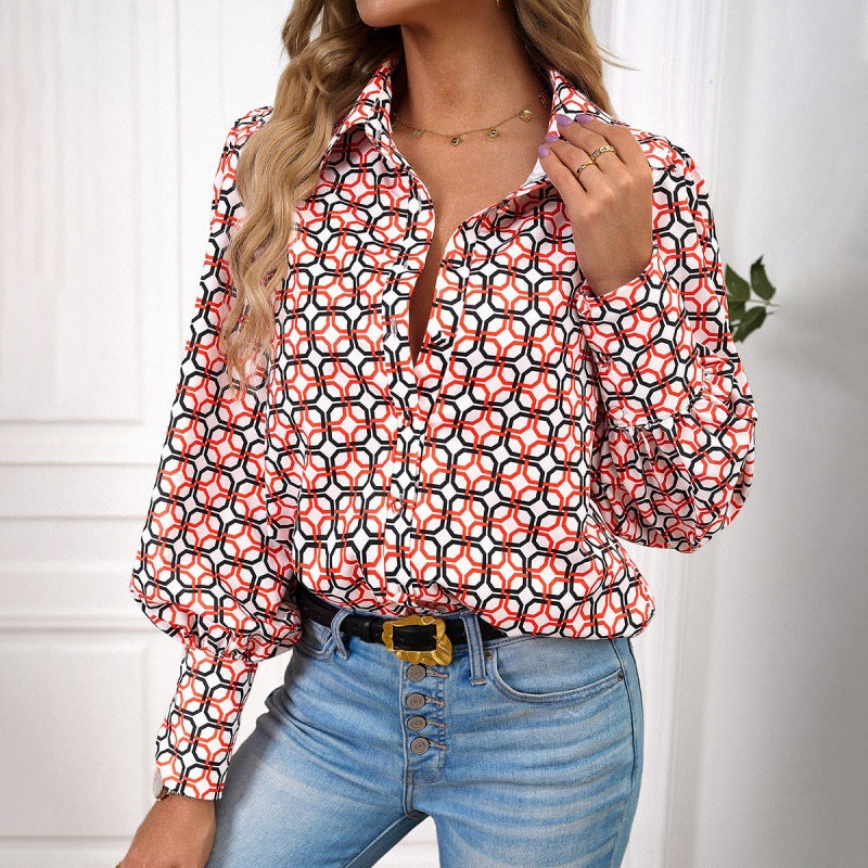 Printed Women's Long-sleeve blouses S.W.