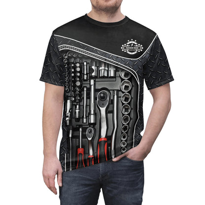 Men's  Tool Gear Graphic Print Round Neck T-shirt. S.M.