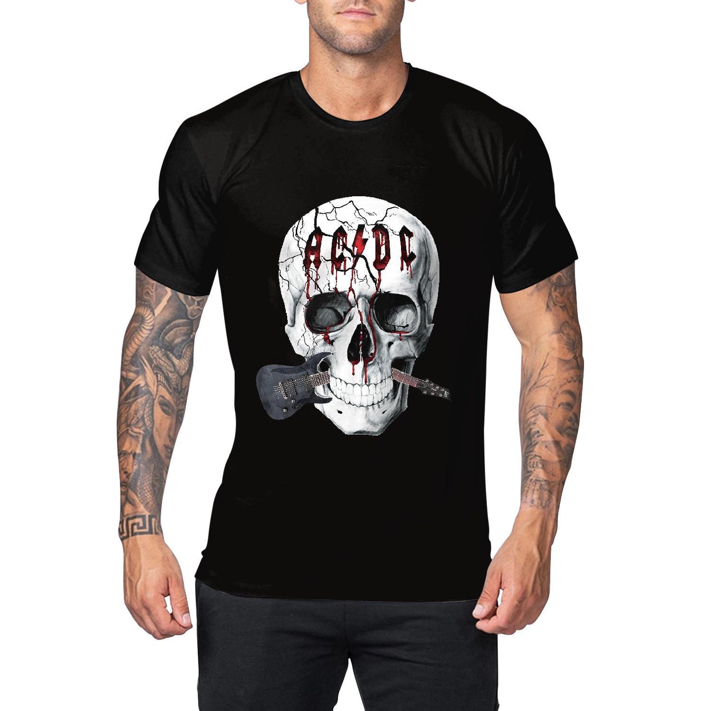 S.M.  Men's Casual Short Sleeve Skull Digital Printed T-shirts