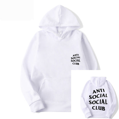 S.M.  Anti-Social Club Men's Hooded Letter Printing Casual Sweatshirt