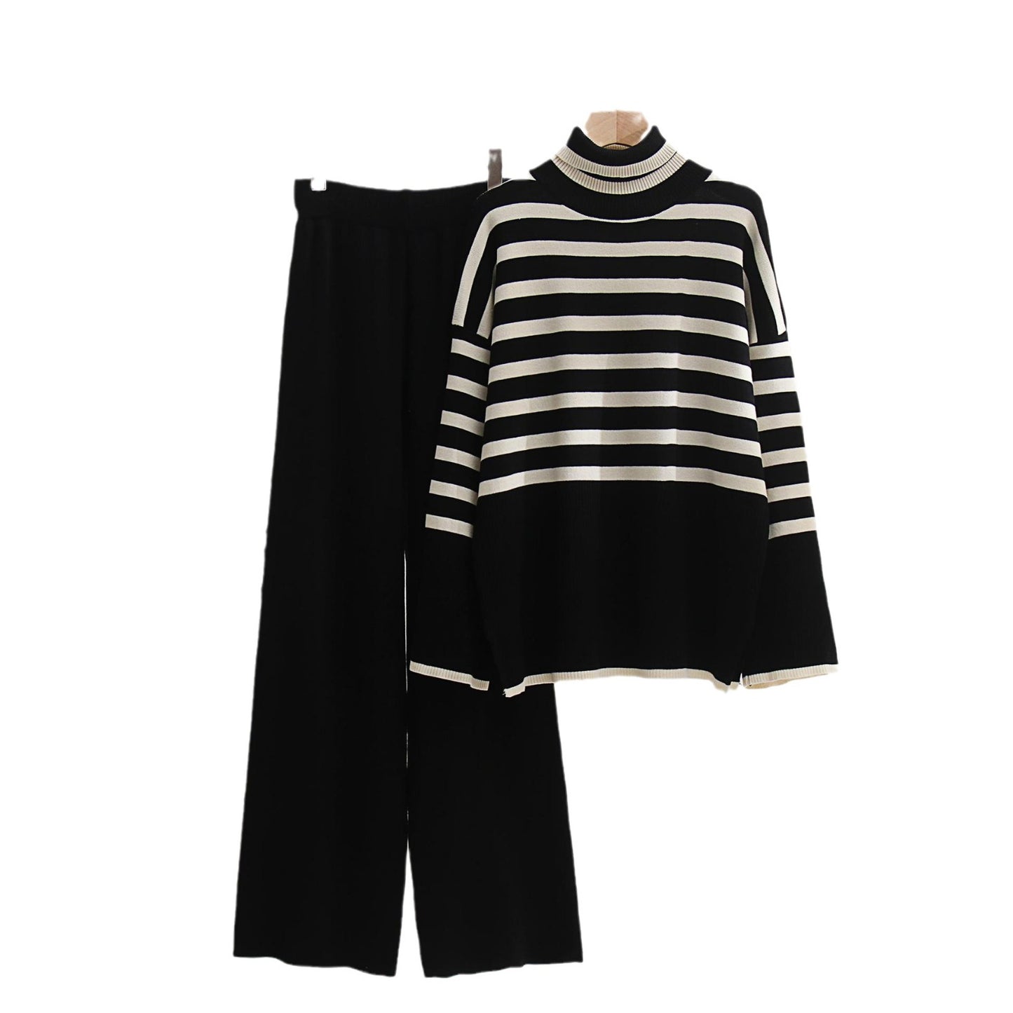 S.W.  Striped Minimalist Knitted Two-piece Women's Suit