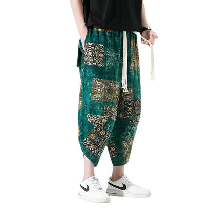 S.M. Ethnic Style Floral Lantern Cropped Pants