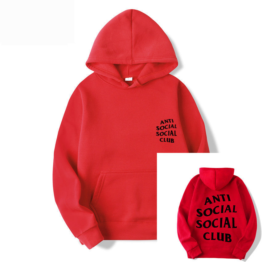 S.M.  Anti-Social Club Men's Hooded Letter Printing Casual Sweatshirt