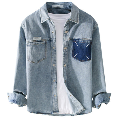 S.M.  Men's Fashion Retro Denim Long-sleeved Shirt