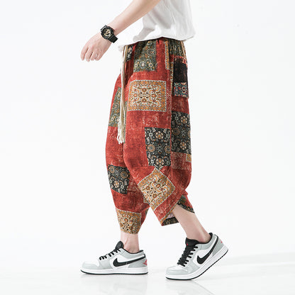 S.M. Ethnic Style Floral Lantern Cropped Pants