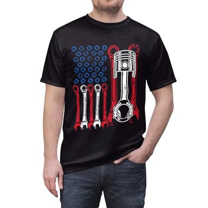 Men's  Tool Gear Graphic Print Round Neck T-shirt. S.M.