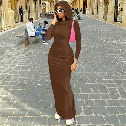 Women's Fashion Slim-fit Hood Hip Split Dress