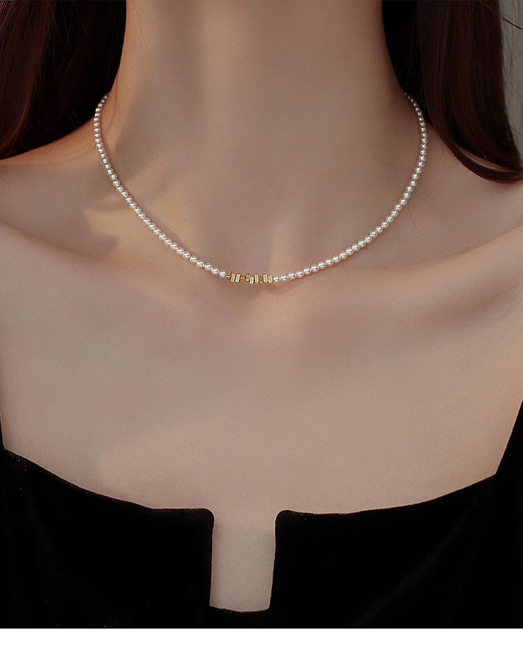 Small Pieces Of Silver Shell Pearl And Pearl Special-interest Design Necklace