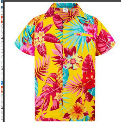 S.M. Men's Short-sleeved Floral  3D Digital Printing Shirt