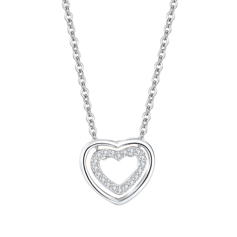 S925 Sterling Silver Heart To Heart Pendant Necklace