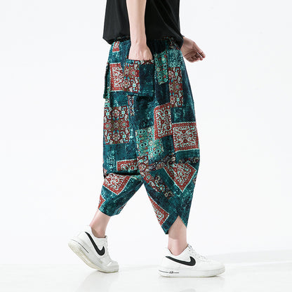 S.M. Ethnic Style Floral Lantern Cropped Pants