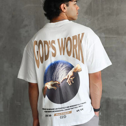 S.M. Men's Graphic printed God's Work Short-sleeved Shirt