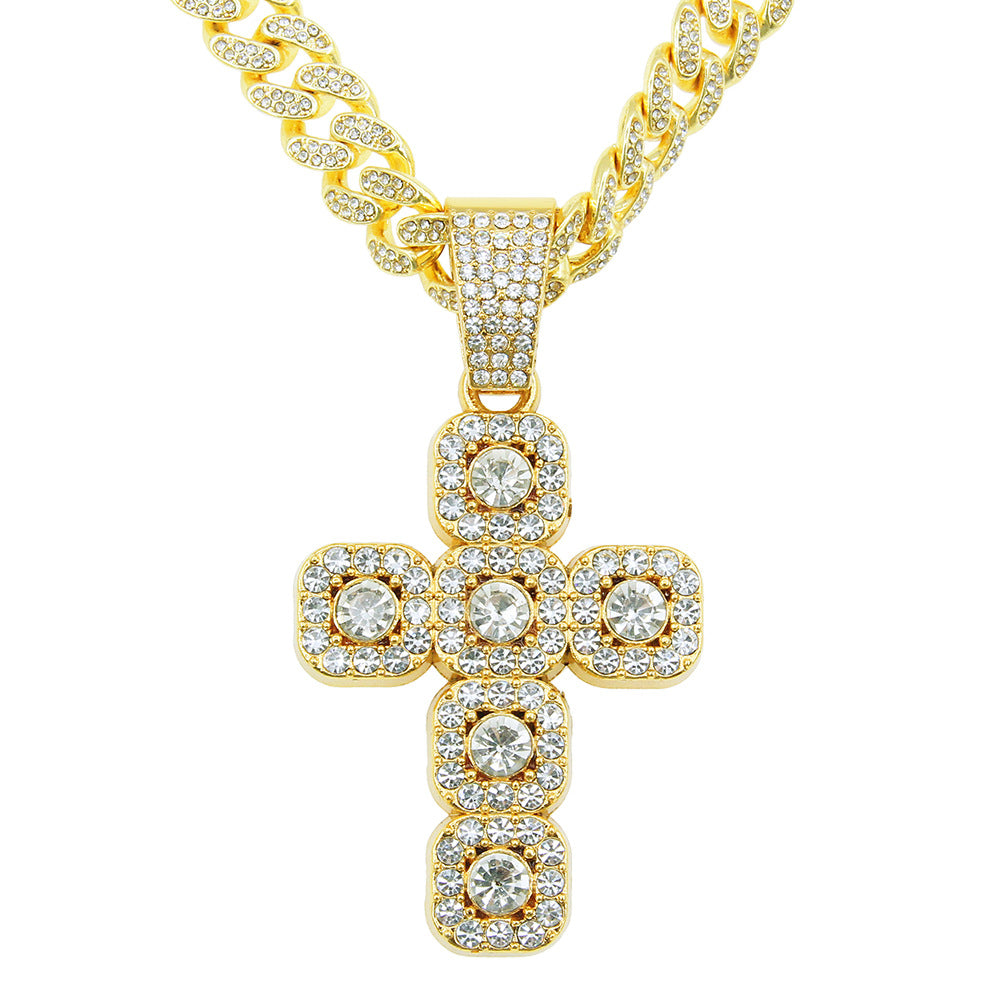 Hip Hop Diamond Cross Pendant Cuban Necklace