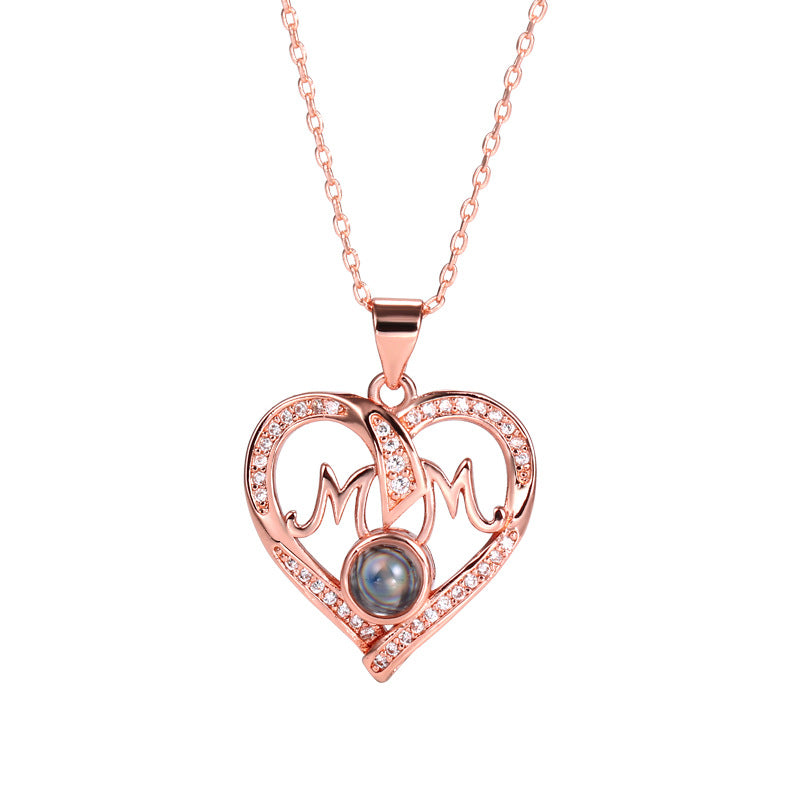 Women's Fashion Casual Heart-shaped MOM Projection Necklace