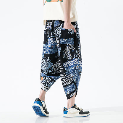 S.M. Ethnic Style Floral Lantern Cropped Pants