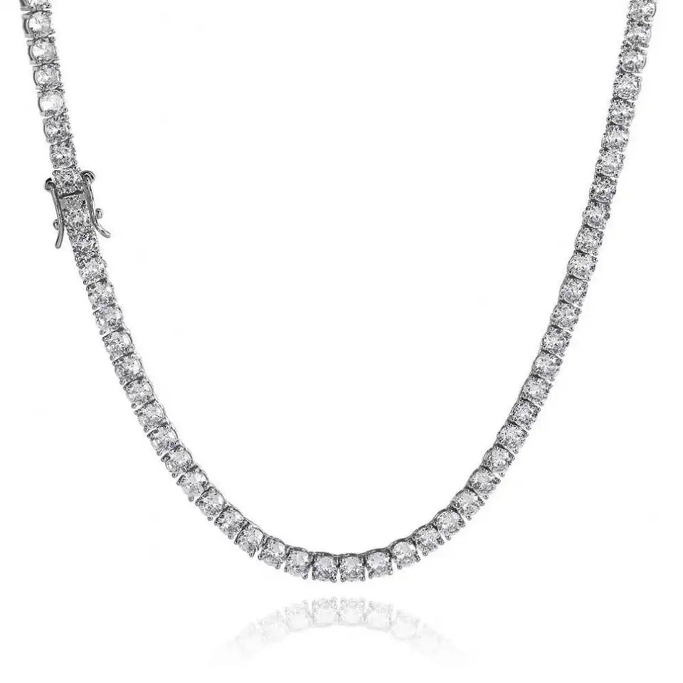 3mm 4mm 5mm 65 MmS925 Silver Moissanite Single Row Tennis Chain Bracelet Hip Hop Necklace