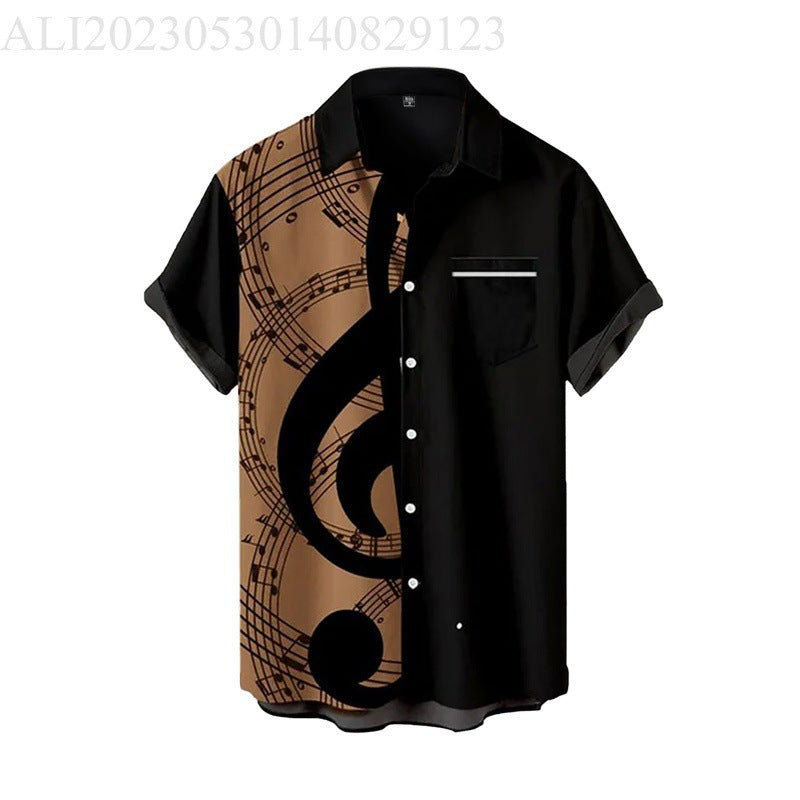 S.M. Men's Short-sleeved Floral  3D Digital Printing Shirt