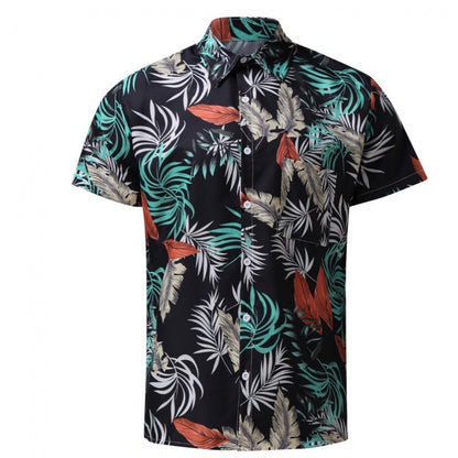 S.M. Men's Short-sleeved Floral  3D Digital Printing Shirt