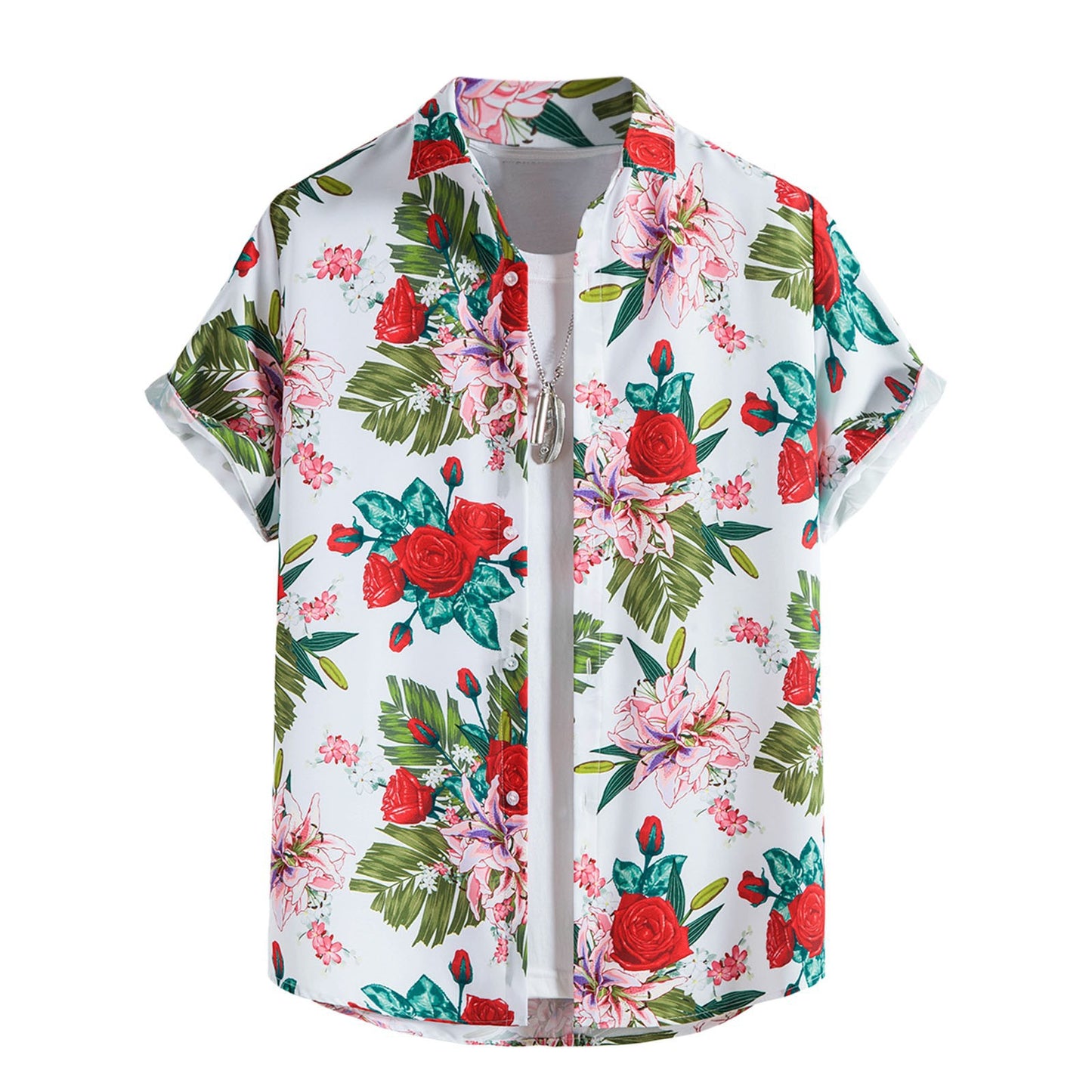 S.M. Summer Men's Hawaiian 3D Digital Printing Shirt Short Sleeve