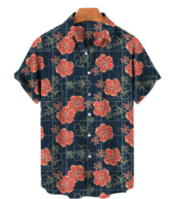 S.M. Summer Men's Hawaiian 3D Digital Printing Shirt Short Sleeve