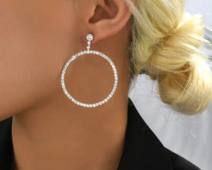 FULLY STUDDED DANGLE CIRCLE EARRINGS