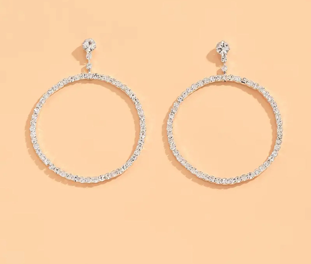 FULLY STUDDED DANGLE CIRCLE EARRINGS