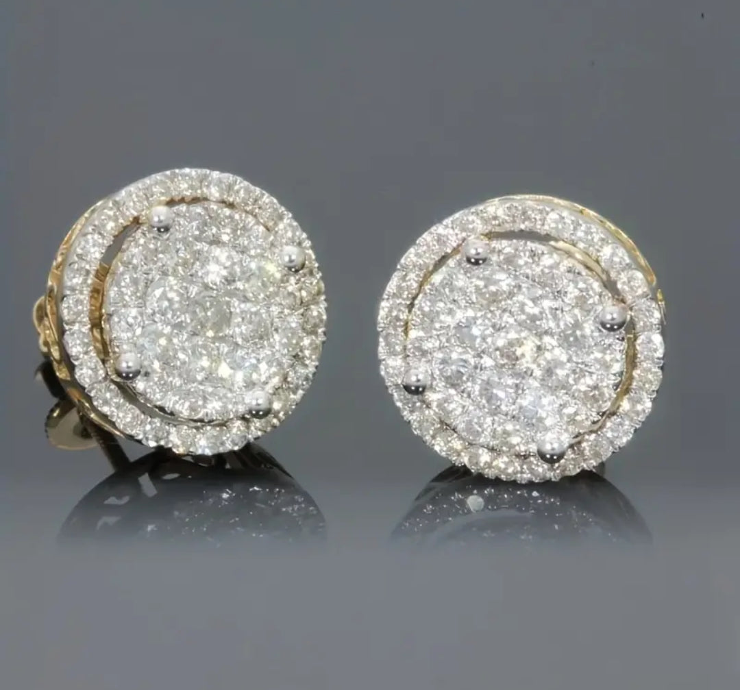 Gold STUD EARRINGS INLAYED WITH ZIRCONIA