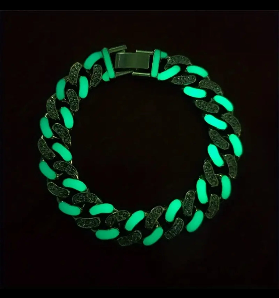 CUBAN STYLE LINK BRACELETS INSULATED WITH ZIRCONIA AND ENAMEL... ALSO GLOWS IN THE DARK.