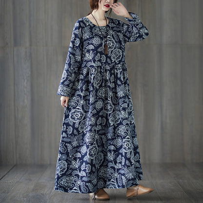 Plus Size Oversized Print Long-sleeve Dress Women