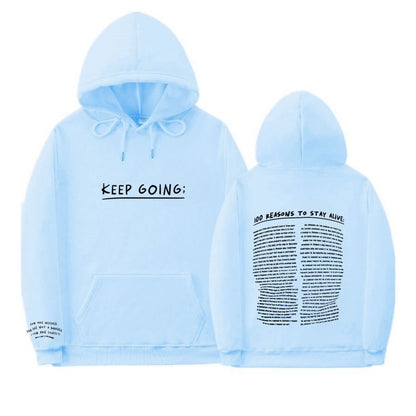 S.M Letter Printing Long-sleeved Drawstring Hooded Sweatshirt S.W.