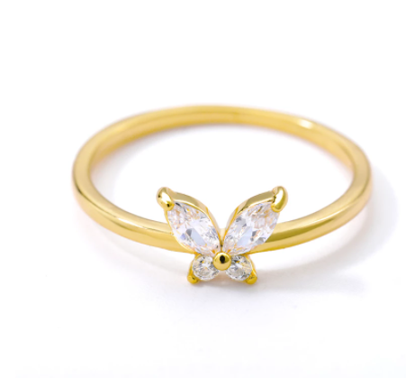 Gold-plated Butterfly Zircon Ring