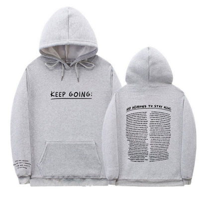 S.M Letter Printing Long-sleeved Drawstring Hooded Sweatshirt S.W.