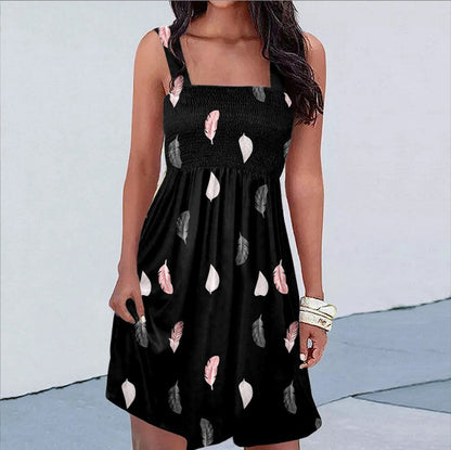 Fashion Printing Sexy Suspenders Dress