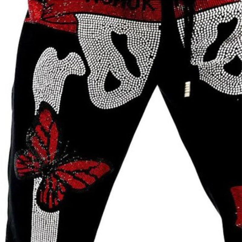 S.M. Diamond Bone Print Strap Loose Pants